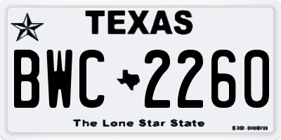 TX license plate BWC2260
