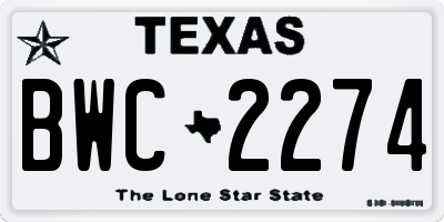 TX license plate BWC2274