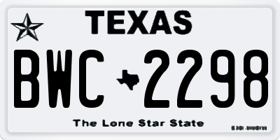 TX license plate BWC2298