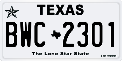 TX license plate BWC2301