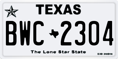 TX license plate BWC2304