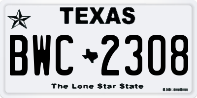 TX license plate BWC2308