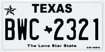 TX license plate BWC2321