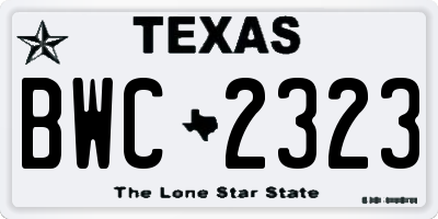 TX license plate BWC2323