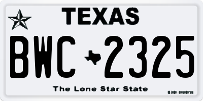 TX license plate BWC2325