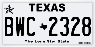 TX license plate BWC2328