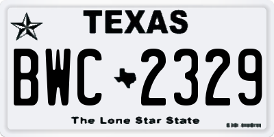 TX license plate BWC2329