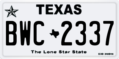 TX license plate BWC2337