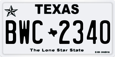TX license plate BWC2340