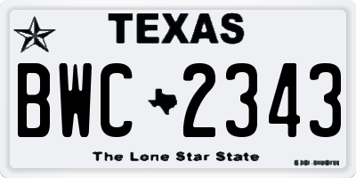 TX license plate BWC2343