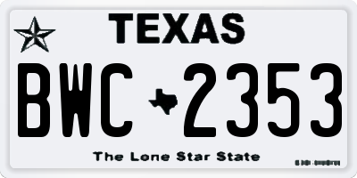 TX license plate BWC2353