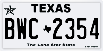 TX license plate BWC2354