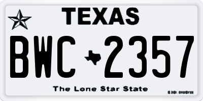 TX license plate BWC2357