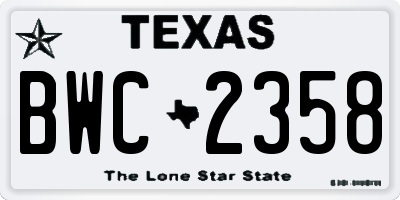 TX license plate BWC2358