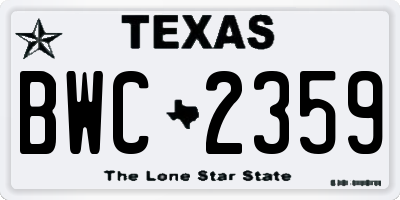 TX license plate BWC2359