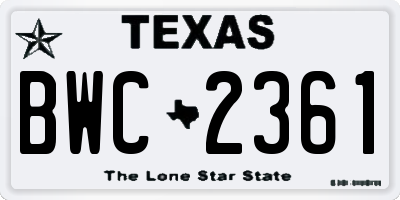 TX license plate BWC2361