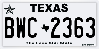 TX license plate BWC2363