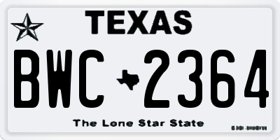 TX license plate BWC2364