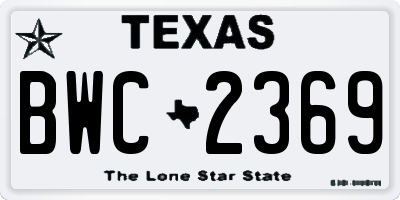 TX license plate BWC2369