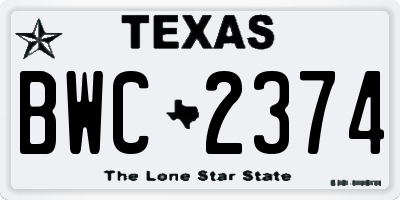 TX license plate BWC2374
