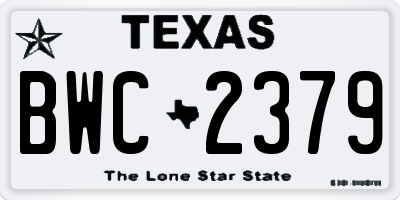 TX license plate BWC2379