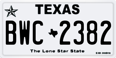 TX license plate BWC2382