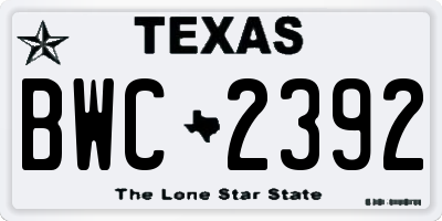 TX license plate BWC2392