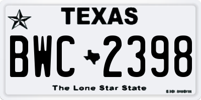 TX license plate BWC2398