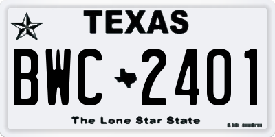 TX license plate BWC2401