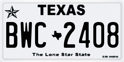 TX license plate BWC2408