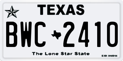 TX license plate BWC2410