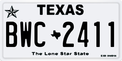 TX license plate BWC2411