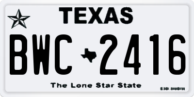 TX license plate BWC2416