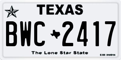 TX license plate BWC2417
