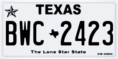 TX license plate BWC2423