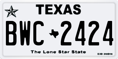 TX license plate BWC2424