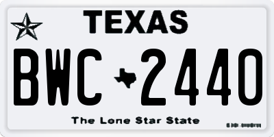 TX license plate BWC2440