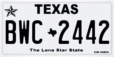 TX license plate BWC2442