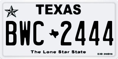 TX license plate BWC2444