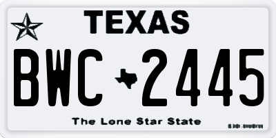 TX license plate BWC2445