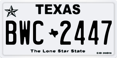TX license plate BWC2447