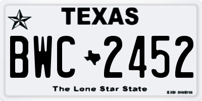 TX license plate BWC2452