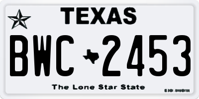 TX license plate BWC2453
