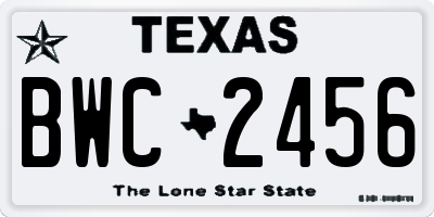 TX license plate BWC2456