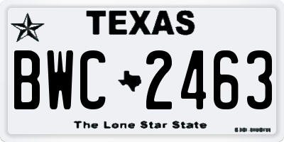 TX license plate BWC2463