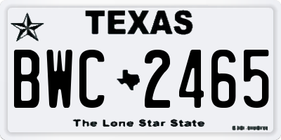 TX license plate BWC2465