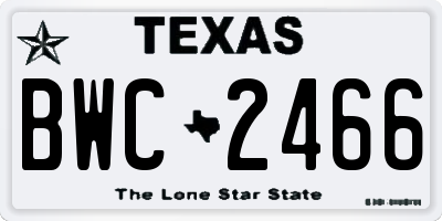 TX license plate BWC2466