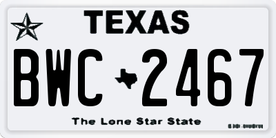 TX license plate BWC2467