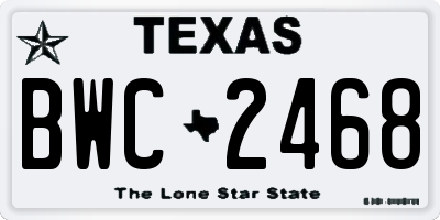 TX license plate BWC2468