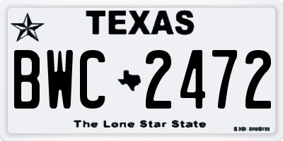 TX license plate BWC2472